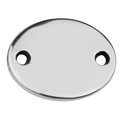 Stamp blank bracelet connector, oval 11 x 9 mm, silver-plated 