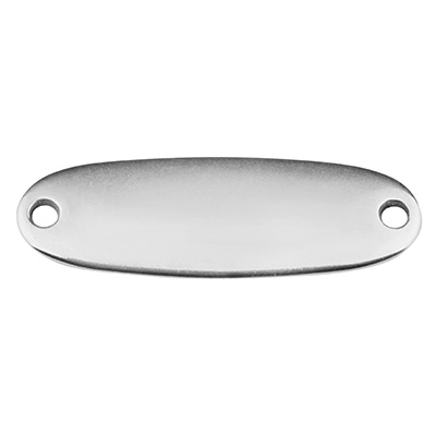 Stamp blank bracelet connector oval, 34 x 11.5 mm, silver-plated 