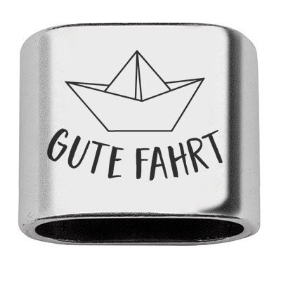 Spacer with engraving "Gute Fahrt", 20 x 24 mm, silver-plated, suitable for 10 mm sail rope 