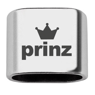 Zwischenstück mit Gravur "Prinz", 20 x 24 mm, versilbert, geeignet für 10 mm Segelseil 