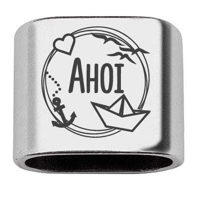 Adapter with engraving "Ahoy", 20 x 24 mm, silver-plated, suitable for 10 mm sail rope 