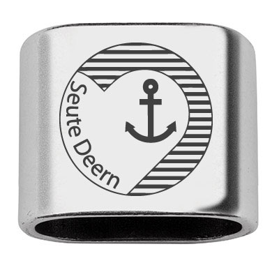 Spacer with engraving "Seute Deern", 20 x 24 mm, silver-plated, suitable for 10 mm sail rope 