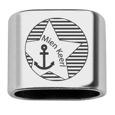 Spacer with engraving "Mien Keerl", 20 x 24 mm, silver-plated, suitable for 10 mm sail rope 