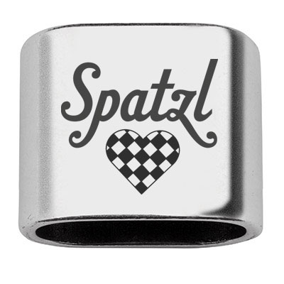Spacer with engraving "Spatzl", 20 x 24 mm, silver-plated, suitable for 10 mm sail rope 