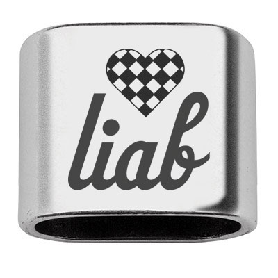 Spacer with engraving "liab", 20 x 24 mm, silver-plated, suitable for 10 mm sail rope 
