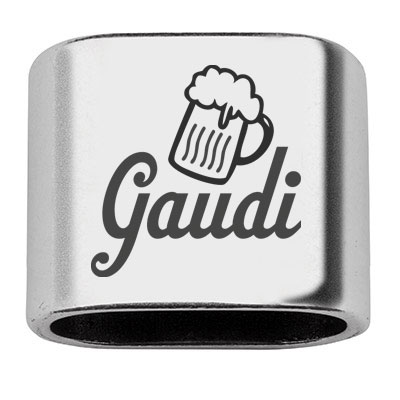 Zwischenstück mit Gravur "Gaudi", 20 x 24 mm, versilbert, geeignet für 10 mm Segelseil 