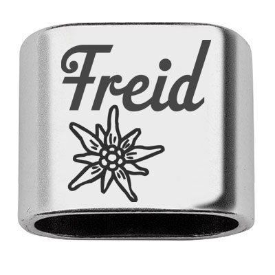 Spacer with engraving "Freid", 20 x 24 mm, silver-plated, suitable for 10 mm sail rope 