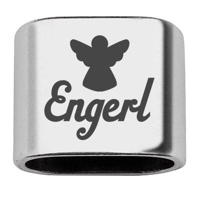 Zwischenstück mit Gravur "Engerl", 20 x 24 mm, versilbert, geeignet für 10 mm Segelseil 