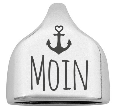 End cap with engraving "Moin", 22.5 x 23 mm, silver-plated, suitable for 10 mm sail rope 