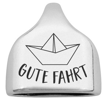 End cap with engraving "Gute Fahrt", 22.5 x 23 mm, silver-plated, suitable for 10 mm sail rope 