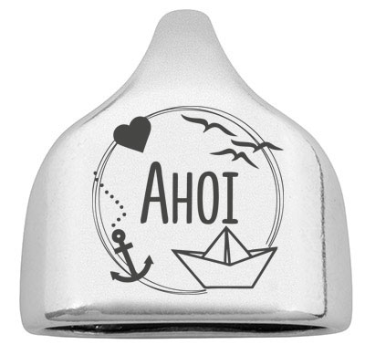 End cap with engraving "Ahoy", 22.5 x 23 mm, silver-plated, suitable for 10 mm sail rope 