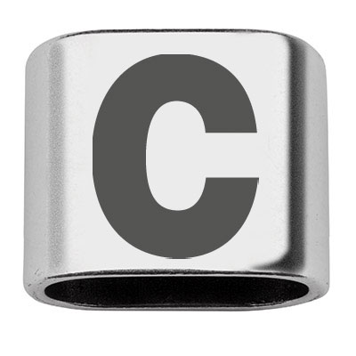 Adapter with engraving letter C, 20 x 24 mm, silver-plated, suitable for 10 mm sail rope 