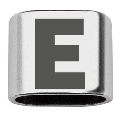Adapter with engraving letter E, 20 x 24 mm, silver-plated, suitable for 10 mm sail rope 