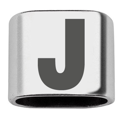 Intermediate piece with engraving letter J, 20 x 24 mm, silver-plated, suitable for 10 mm sail rope 