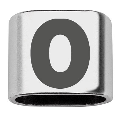 Adapter with engraving letter O, 20 x 24 mm, silver-plated, suitable for 10 mm sail rope 