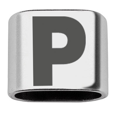 Adapter with engraving letter P, 20 x 24 mm, silver-plated, suitable for 10 mm sail rope 