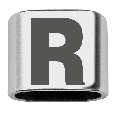 Adapter with engraving letter R, 20 x 24 mm, silver-plated, suitable for 10 mm sail rope 