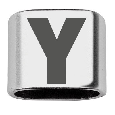Spacer with engraving letter Y, 20 x 24 mm, silver-plated, suitable for 10 mm sail rope 