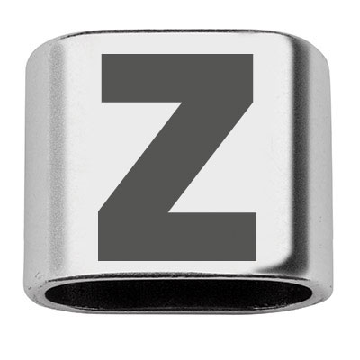 Pièce intermédiaire avec gravure lettre Z, 20 x 24 mm, argentée, convient pour corde à voile de 10 mm 