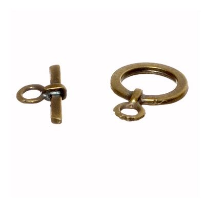 Toggle clasp, round, approx. 19 x 13 mm, bronze-coloured 
