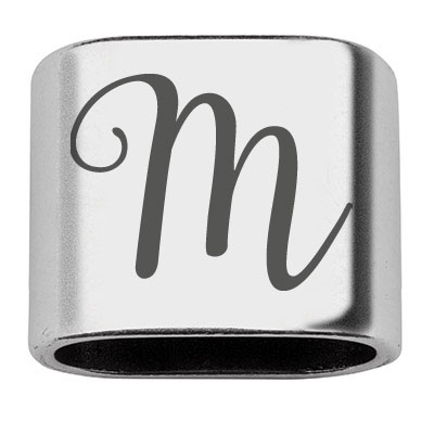 Adapter with engraving letter M, 20 x 24 mm, silver-plated, suitable for 10 mm sail rope 