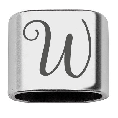 Adapter with engraving letter W, 20 x 24 mm, silver-plated, suitable for 10 mm sail rope 