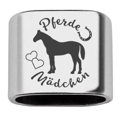 Adapter with engraving "Horse Girl", 20 x 24 mm, silver-plated, suitable for 10 mm sail rope 
