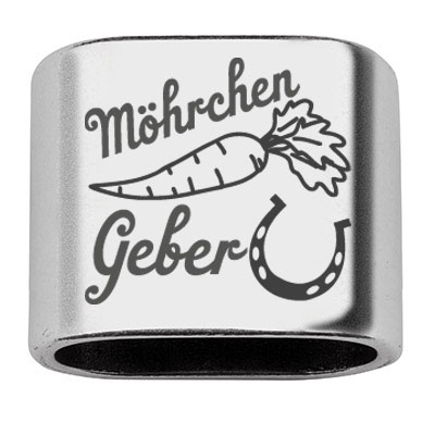 Tussenstuk met gravure "Möhrchengeber", 20 x 24 mm, verzilverd, geschikt voor 10 mm zeiltouw 