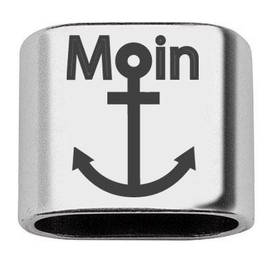 Adapter with engraving "Moin mit Anker", 20 x 24 mm, silver-plated, suitable for 10 mm sail rope 