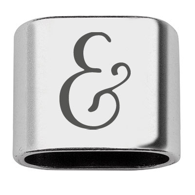 Intermediate piece with engraving punctuation mark &, 20 x 24 mm, silver-plated, suitable for 10 mm sail rope 