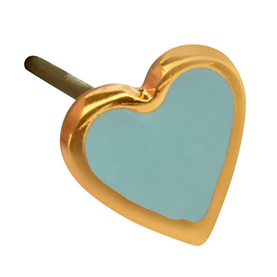Stud earrings heart, 7 x 7 mm, with titanium stud, enamelled, gold-plated 