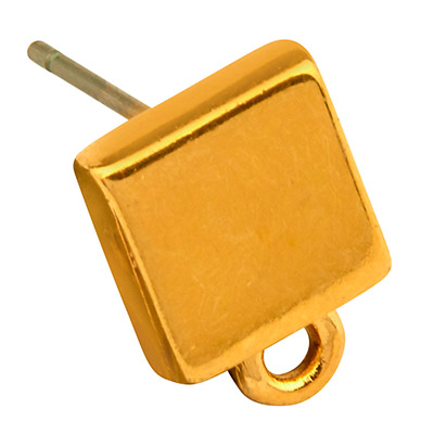 Clous d'oreille carrés, 8 mm avec oeillet, avec fiche en titane, doré 
