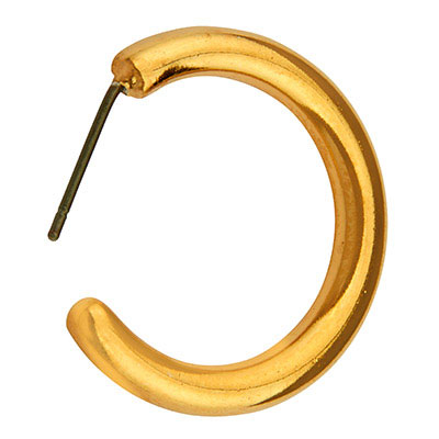 Stud oorbellen 3/4 Creool, diameter 23,5 mm, met titanium pin, verguld 