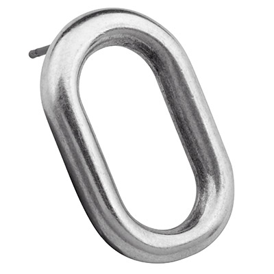 Stud oorbellen ovaal, 20,5 x 13 mm, met titanium pin, verzilverd 
