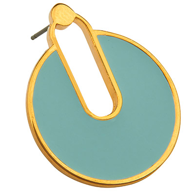 Ear stud round, 25 mm, with titanium pin, enamelled, gold-plated 