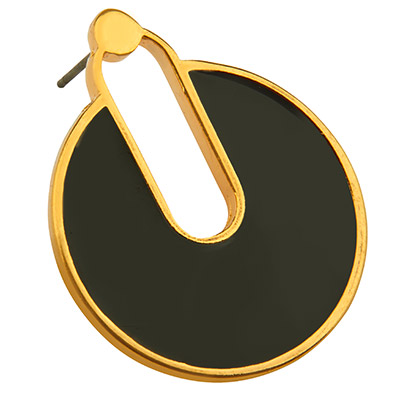 Clou d'oreille Rond, 25 mm, avec tige en titane, émaillé, doré 