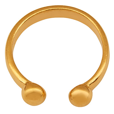 Finger ring, open, diameter 17 mm, adjustable, gold-plated 
