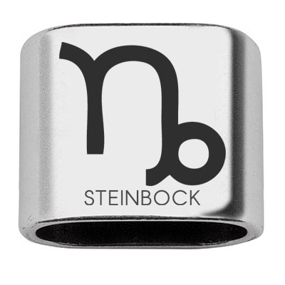Zwischenstück mit Gravur Sternzeichen "Steinbock", 20 x 24 mm, versilbert, geeignet für 10 mm Segelseil 