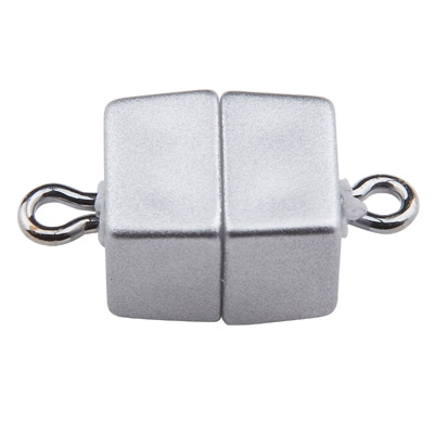 Magic Power fermoir magnétique cube avec oeillet, 15,5 x 7 mm, argent mat 