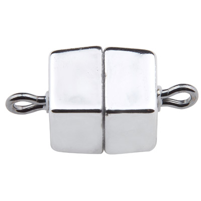 Magic Power magnetic catch cube with eyelet, 15.5 x 7 mm, silver glossy 