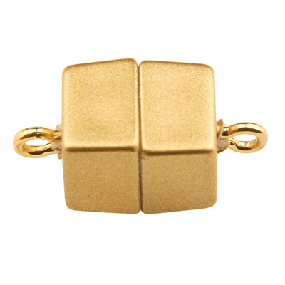 Magic Power magnetic catch cube with eyelet, 15.5 x 7 mm, gold-coloured matt 