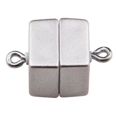 Magic Power magnetic catch cube with eyelet, 17.5 x 10 mm, matt stainless steel colour 