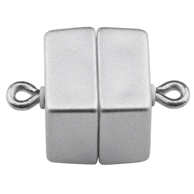 Magic Power magnetic catch cube with eyelet, 17.5 x 10 mm, silver matt 