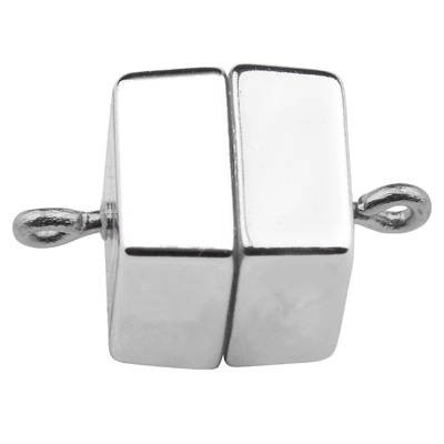 Magic Power magnetic catch cube with eyelet, 17.5 x 10 mm, silver glossy 
