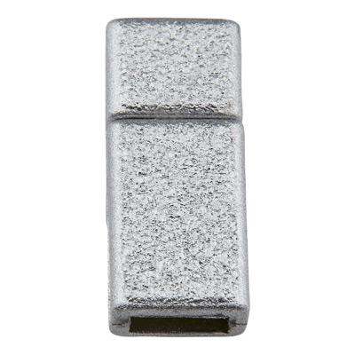 Magic Power magnetic clasp for flat strap with 5 mm width, 17 x 7 mm, silver matt 