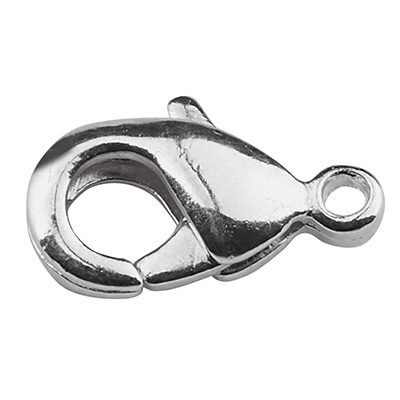 Carabiner brass, length 8 mm, shiny silver plated 