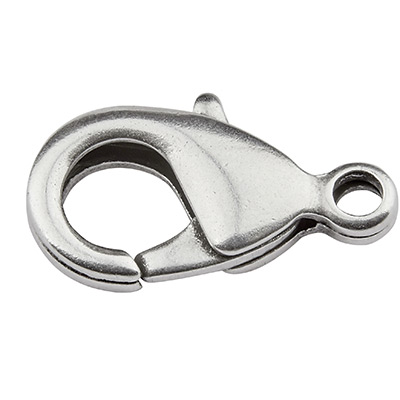 Carabiner brass, length 15 mm, silver plated 
