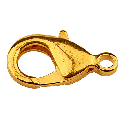 Carabiner brass, length 15 mm, gold-plated 