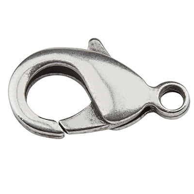 Carabiner brass, length 18 mm, silver plated 