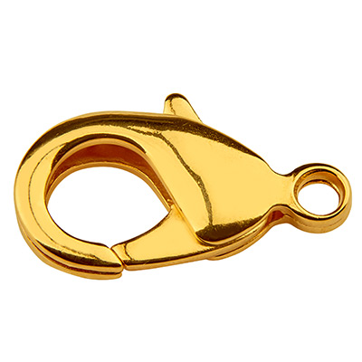 Carabiner brass, length 18 mm, gold-plated 